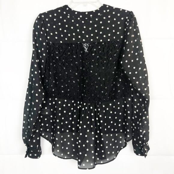 Candie's Womens Top Medium Polka Dot Tie Front Flowy Relaxed Casual Party Event - Picture 6 of 10
